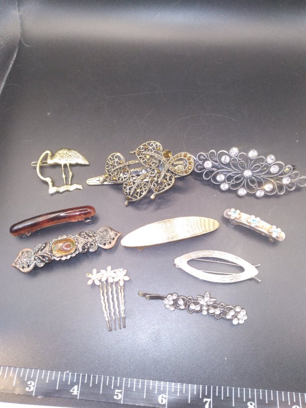 Vintage /Modern Metal Hair Barrettes Comb